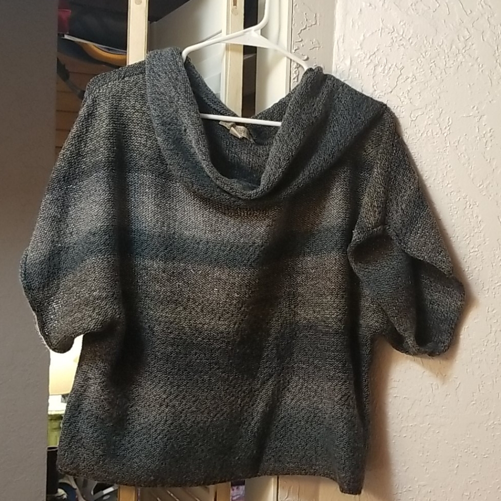 Nine west gray/teal short sleeved cowl neck XL